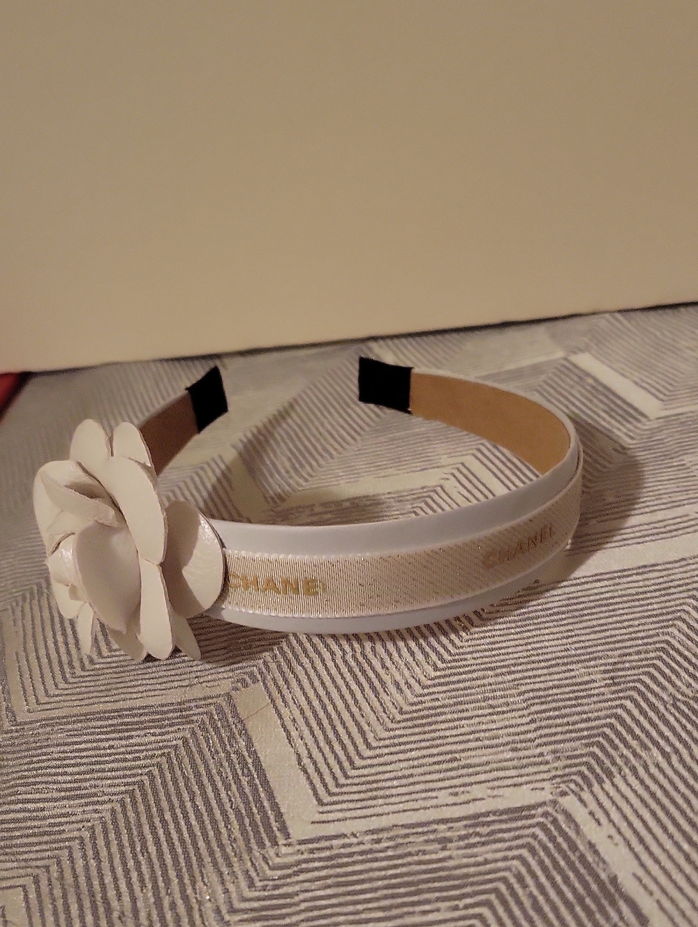 CHANEL White & Gold Ribbon